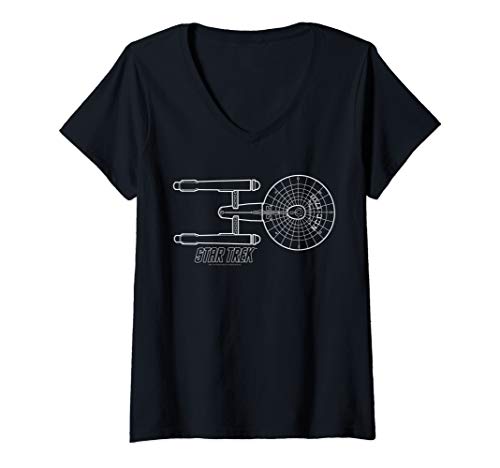 Womens Star Trek Original Series Enterprise Lines V-Neck T-Shirt