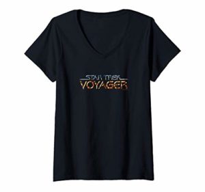 Womens Star Trek: Voyager Logo V-Neck T-Shirt