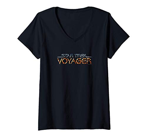 Womens Star Trek: Voyager Logo V-Neck T-Shirt