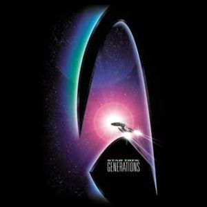 Star Trek Generations Movie Poster Crop Sleeve Fitted Juniors T-Shirt, Large Black