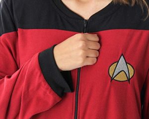 Star Trek Women’s The Next Generation TNG Picard Command Uniform One Piece Costume Pajama Union Suit (L/XL)