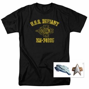 Star Trek: Deep Space Nine U.S.S. Defiant Athletic T Shirt & Stickers (Large)