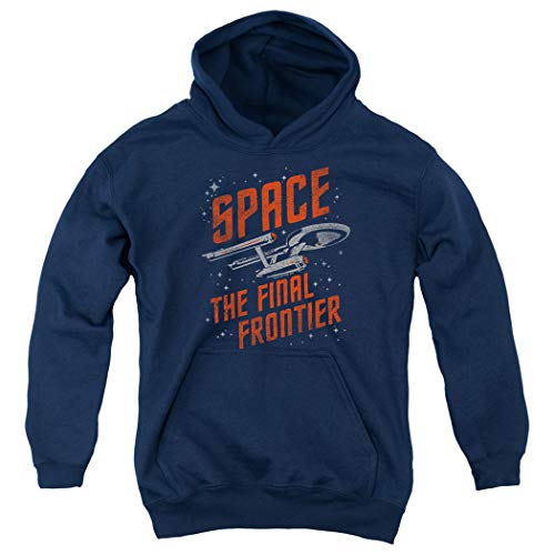 Star Trek Space The Final Frontier Kids Youth Pullover Hoodie & Stickers (Large)