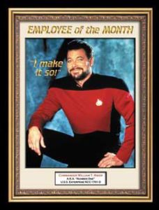 Star Trek Next Generation Employee of Month Riker Black T-Shirt Tee Shirt, 2XL