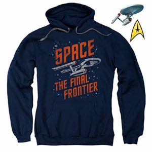 Star Trek Space The Final Frontier Pullover Hoodie Sweatshirt & Stickers (X-Large)