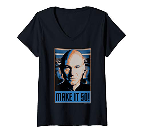 Womens Star Trek Next Generation Picard Make It So V-Neck T-Shirt