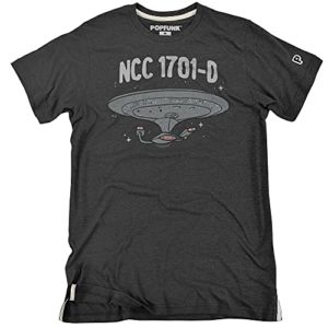 Popfunk Official Star Trek NCC 1701-D TNG USS Enterprise Slim Fit Ultrasoft Tri-Blend T-Shirt (X-Large)
