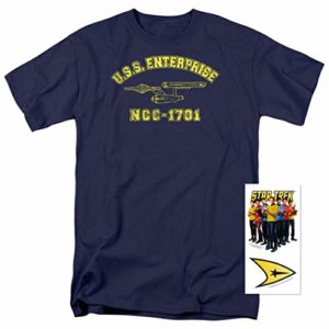 Popfunk Star Trek USS Enterprise T Shirt (XX-Large) Navy
