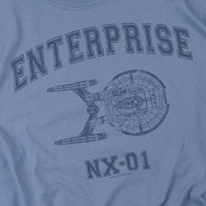 Popfunk Star Trek Enterprise Distressed Retro T Shirt & Stickers (Large) Carolina Blue