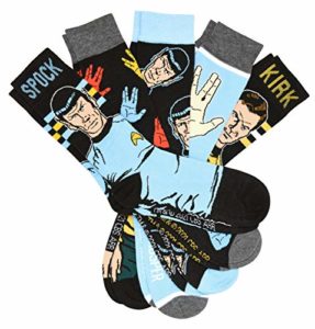 Star Trek Kirk and Spock Live Long and Prosper Men’s Crew Socks 5 Pair Pack