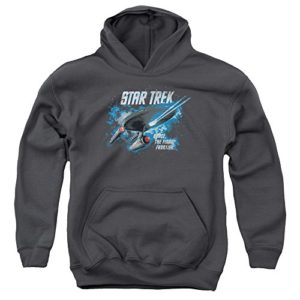 Star Trek The Final Frontier Unisex Youth Pull-Over Hoodie for Boys and Girls, Large Charcoal