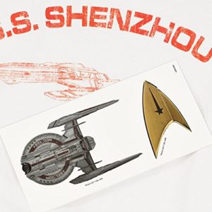 Popfunk Star Trek: Discovery U.S.S. Shenzhou Athletic T Shirt & Stickers (Large) White