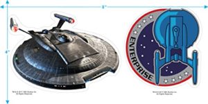 Popfunk Star Trek Enterprise Distressed Retro T Shirt & Stickers (Large) Carolina Blue