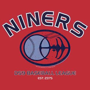 Men’s Star Trek: Deep Space Nine Niners DS9 Baseball League T-Shirt – Red Heather – Medium