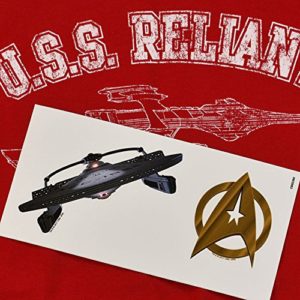 Popfunk Star Trek II: The Wrath of Khan U.S.S. Reliant Athletic T Shirt & Stickers (X-Large) Red