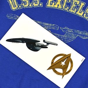 Popfunk Star Trek III: The Search for Spock U.S.S. Excelsior Athletic T Shirt & Stickers (XX-Large) Royal Blue