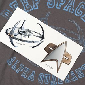 Popfunk Star Trek Deep Space 9 Alpha Distressed Retro T Shirt & Stickers (X-Large) Charcoal