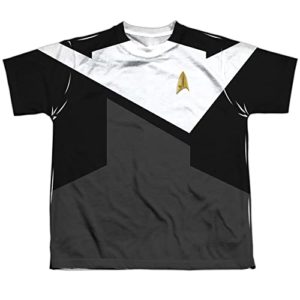 Star Trek Prodigy White Uniform Unisex Youth Sublimated Halloween Costume T Shirt (Medium) White (Front/Back)